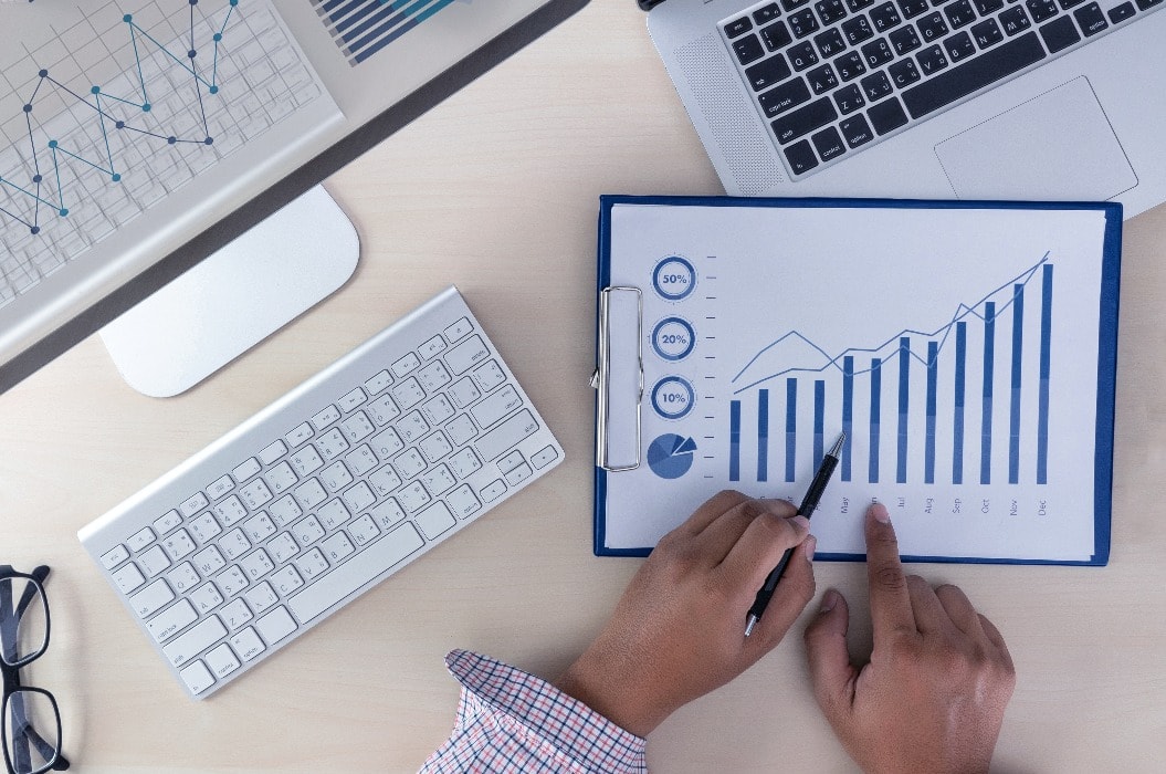 Analyse von Finanzdaten mit Balken- und Liniendiagram